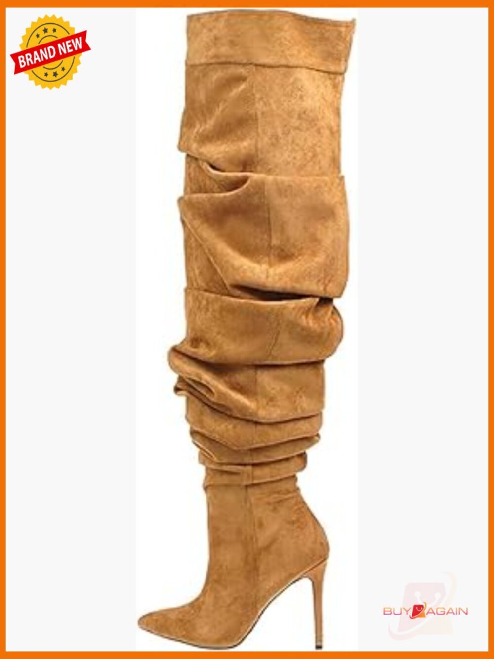 Women's Stiletto Heel Over The Knee Boots Denim Pointed Toe Slouchy Thigh High